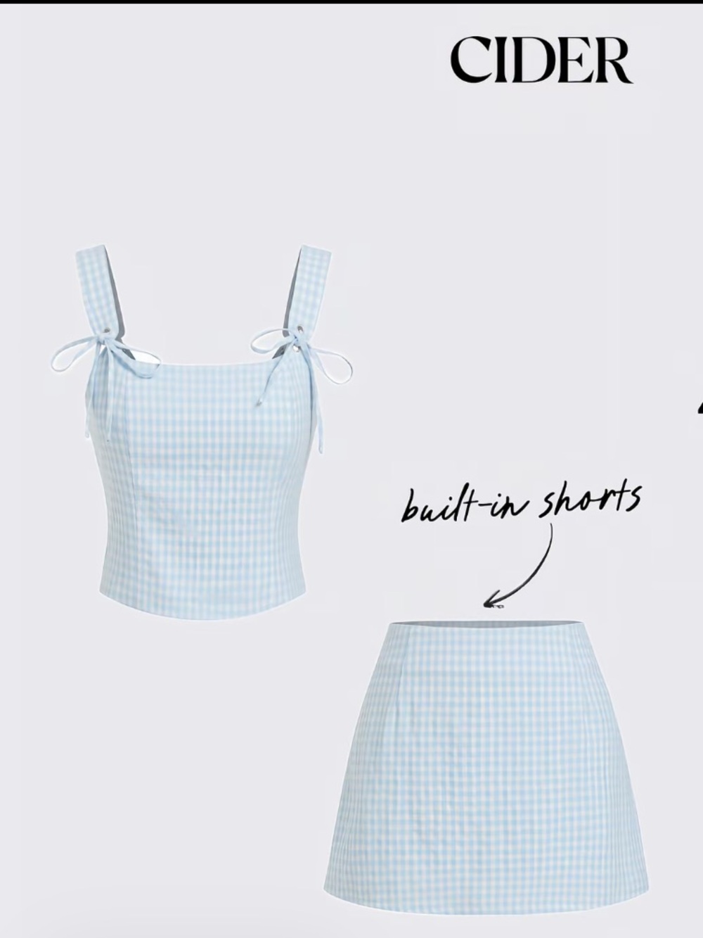 Cider Light Blue Gingham Set - Women